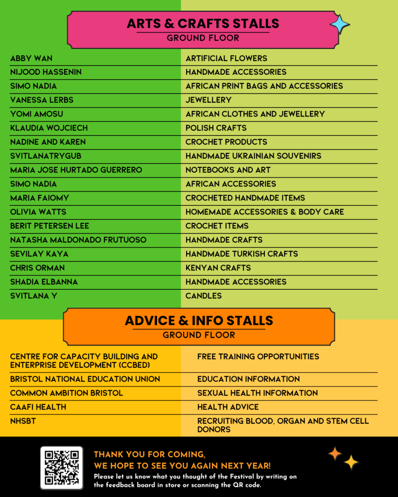 Text based programme of events for the International Cultural Festival
